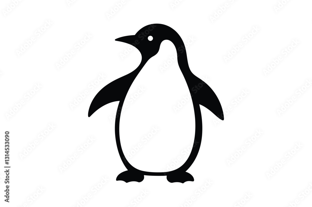 Naklejka premium Cute Minimalist Penguin Silhouette Vector Illustration
