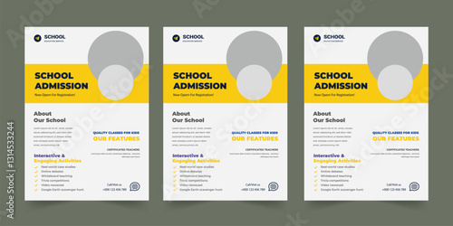 Kids back to school education admission flyer poster template bundle, Kids Childrens back to school education admission flyer poster layout, book cover, leaflet, poster, brochure, template
