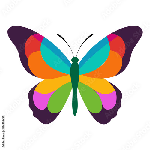 colorful beautiful silhouette butterfly isolated on a transparent background