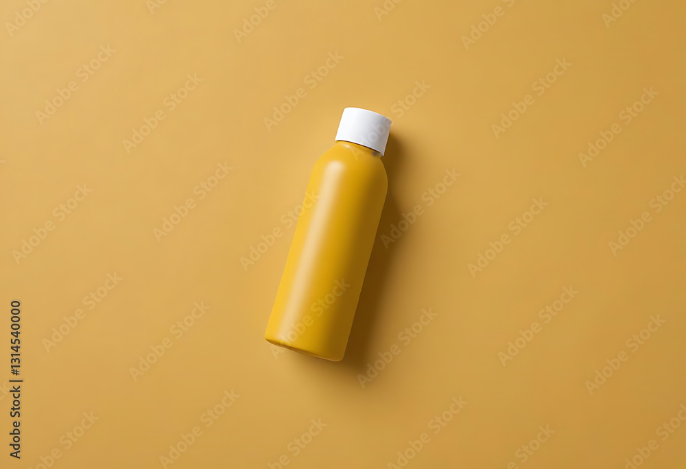 Yellow Bottle on Monochrome Yellow Background for Product Mockup Yellow Bottle on Monochrome Yellow Background for Product Mockup
