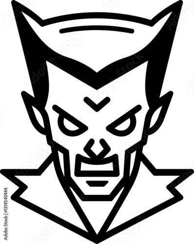 Ethereal Icon of a Devilish Character: A Sinister and Spooky Vector Illustration Evoking Horror, Fantasy, and the Supernatural Realm of Demons, Evils, and Monsters