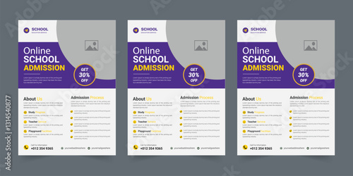 Kids back to school education admission flyer, Print ready school admission flyer poster layout. school admission flyer design template. junior school promotion poster leaflet design