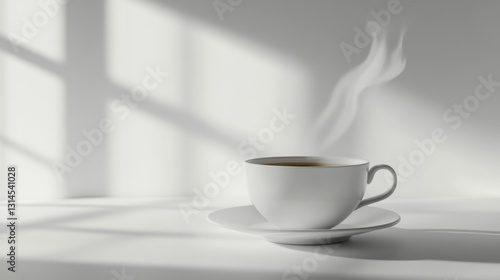 Wallpaper Mural A steaming cup of black tea in a white ceramic cup with a saucer on a clean white background Torontodigital.ca