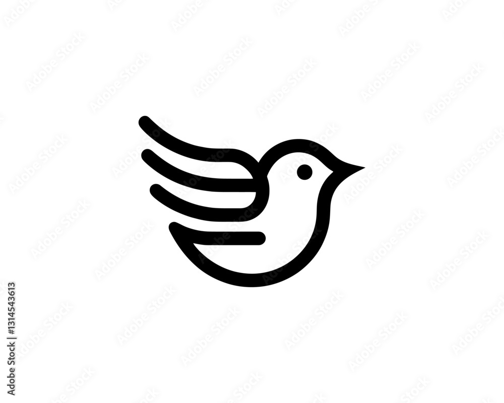Flying bird logo design icon symbol vector illustration. Flying bird logo design icon symbol vector illustration.