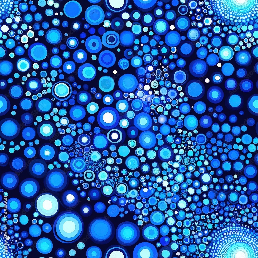 Striking blue circles set against a deep black background creating a bold and modern seamless design Striking blue circles set against a deep black background creating a bold and modern seamless design