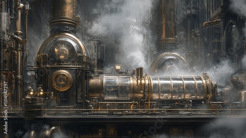 Steampunk Factory, Smoke, Gears, Industrial