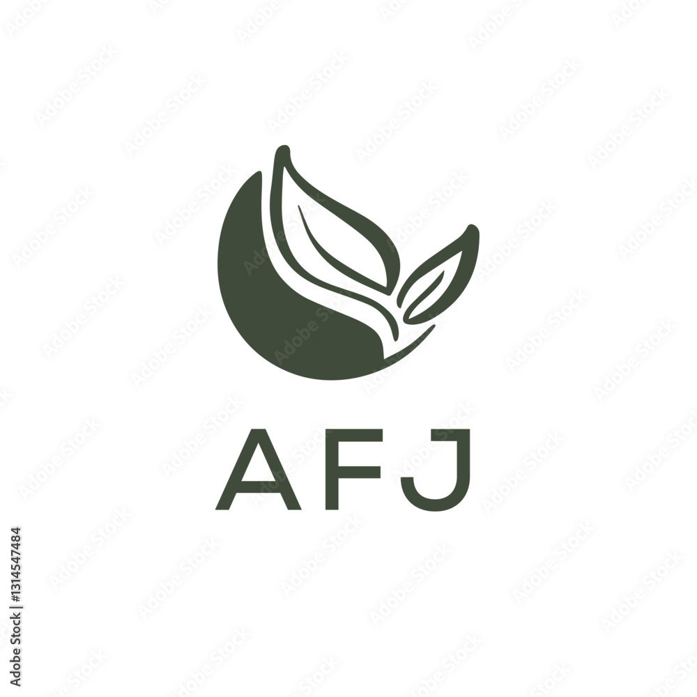 AFJ letter nature logo design on white background. AFJ creative initials letter leaf logo concept. AFJ letter design. AFJ letter nature logo design on white background. AFJ creative initials letter leaf logo concept. AFJ letter design.