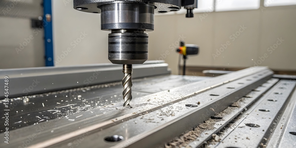 Precision Metal Machining with CNC Milling Machine in Workshop Precision Metal Machining with CNC Milling Machine in Workshop