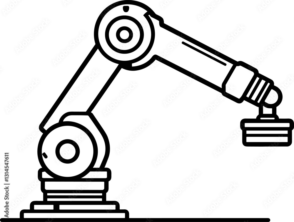 Robotic Arm: Automation in Industry - A Modern Vector Illustration of Industrial Technology, Manufacturing Process, and Mechanical Engineering for Future Production Robotic Arm: Automation in Industry - A Modern Vector Illustration of Industrial Technology, Manufacturing Process, and Mechanical Engineering for Future Production