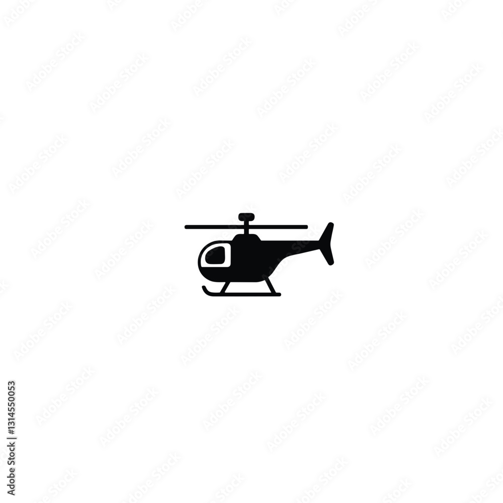Minimalistic helicopter icon in black line art, simple design Minimalistic helicopter icon in black line art, simple design