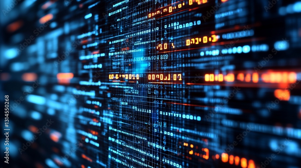Streaming digital data code, binary, technology Streaming digital data code, binary, technology