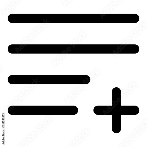 Add List Line Icon. Vector Illustration. Symbol of Playlist Creation and Content Organization