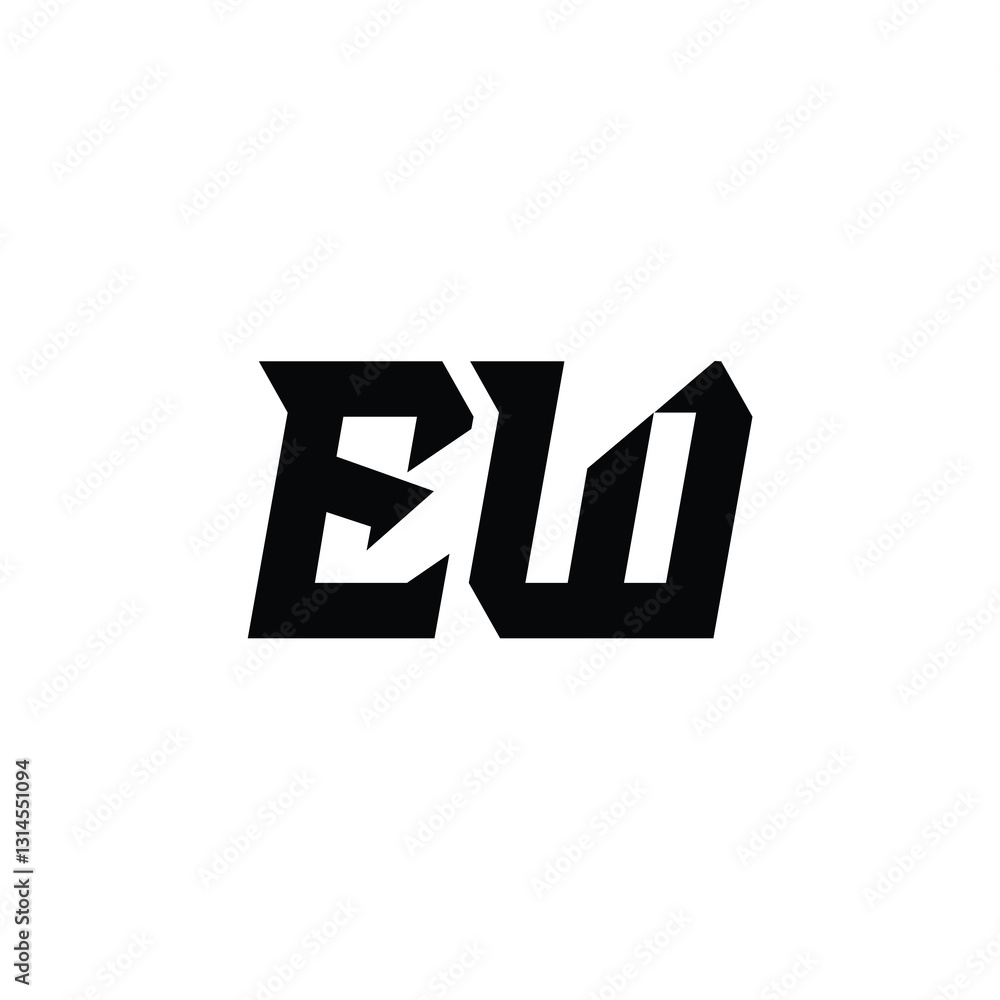 Obraz premium EW monogram logo design letter text name symbol monochrome logotype alphabet character simple logo