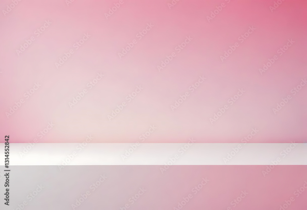 Obraz premium Soft Pink Gradient Background with Minimalist Shelf Display