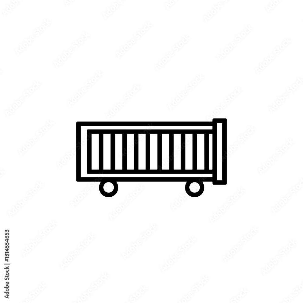 Minimalist cargo container icon with clean lines on transparent background Minimalist cargo container icon with clean lines on transparent background