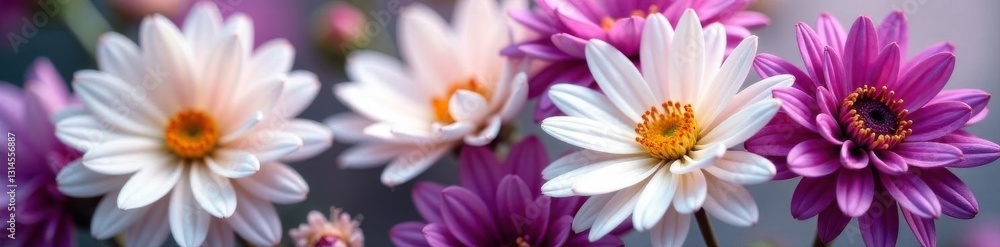 Elegant white and purple chrysanthemum blooms, showcasing diverse textures , floral, beautiful, garden Elegant white and purple chrysanthemum blooms, showcasing diverse textures , floral, beautiful, garden