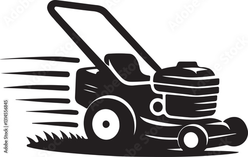 lawn mower machine logo silhouette design vector art illustration.