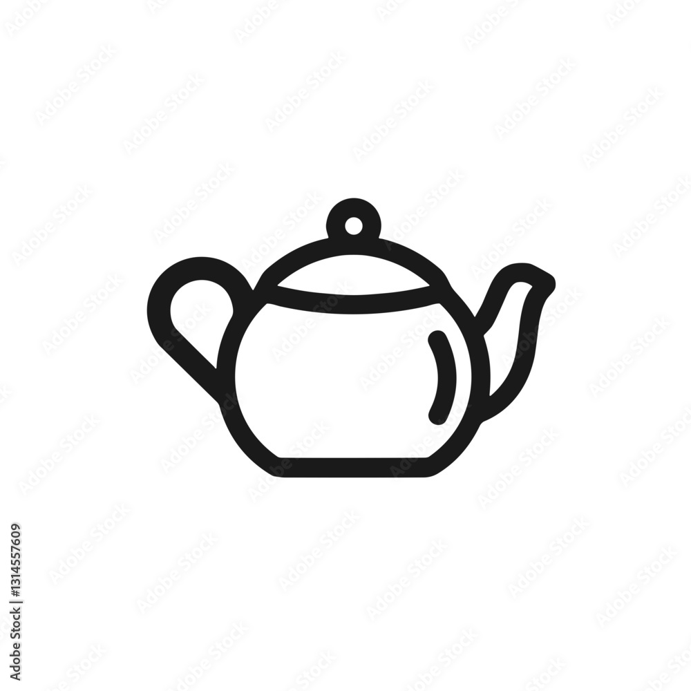 Minimalist teapot icon in black line art on transparent background Minimalist teapot icon in black line art on transparent background