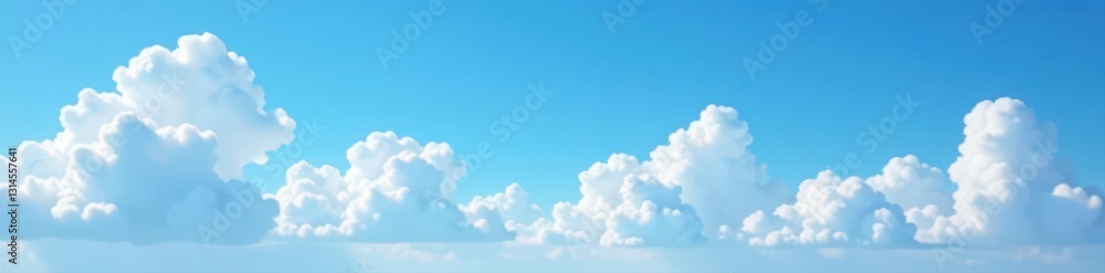 Fluffy white cumulus clouds drift against a vibrant blue sky , high, cumulus, clear Fluffy white cumulus clouds drift against a vibrant blue sky , high, cumulus, clear