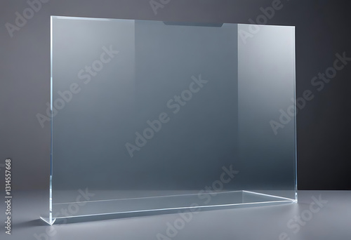 Modern Transparent Glass Panels in Minimalist Interior with Wooden Floor
