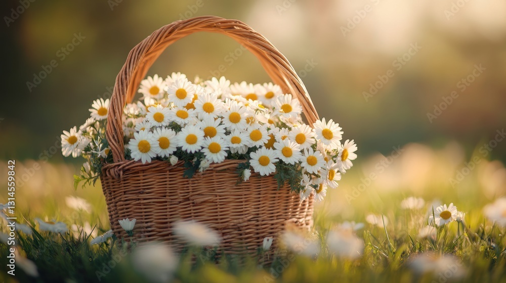 A full basket of beautiful colorful flowers harvested in Spring
