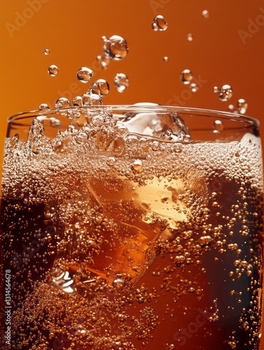 Chilled Refreshing Golden Drink in a Glass Against a Dark Background, Invoking Thirst and Freshness