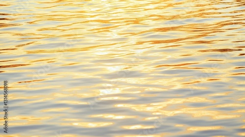 Calm Golden Wave Reflections At Sunset On Water.