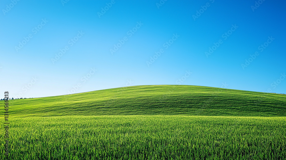 Fototapeta premium Green grass under the blue sky