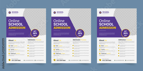 School admission education flyer bundle, Higher education social media post set web banner template, Higher education flyer, Study abroad flyer, Admission flyer template