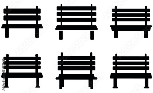 Vector Illustration of Various Park Benches