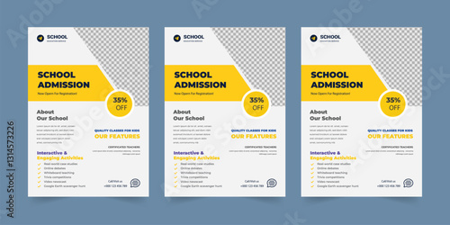 School admission education flyer bundle, Higher education social media post set web banner template, Higher education flyer, Study abroad flyer, Admission flyer template
