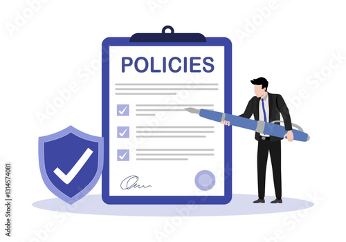 Corporate compliance. Corporate culture and policies. Representation of the business laws, regulations and standards. Ethical practices of the company. Vector isolated concept creative illustration