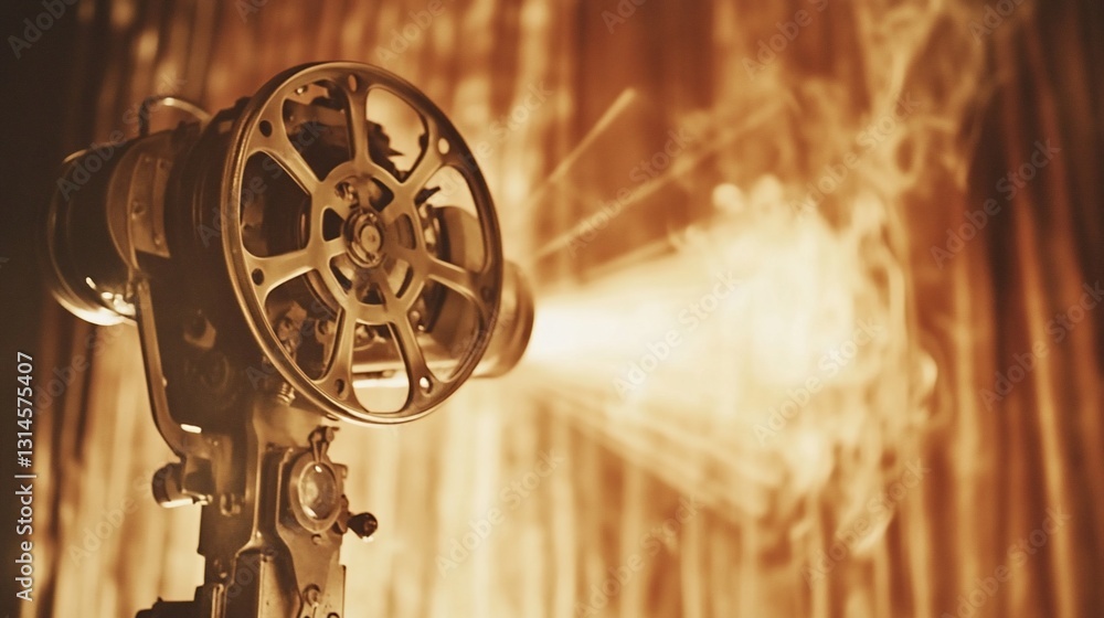 Obraz premium Vintage Projector Beam, Dark Theater Setting