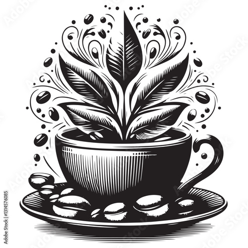 Silhouette cup of coffee icon vector illustration isolated premium design in white background 10