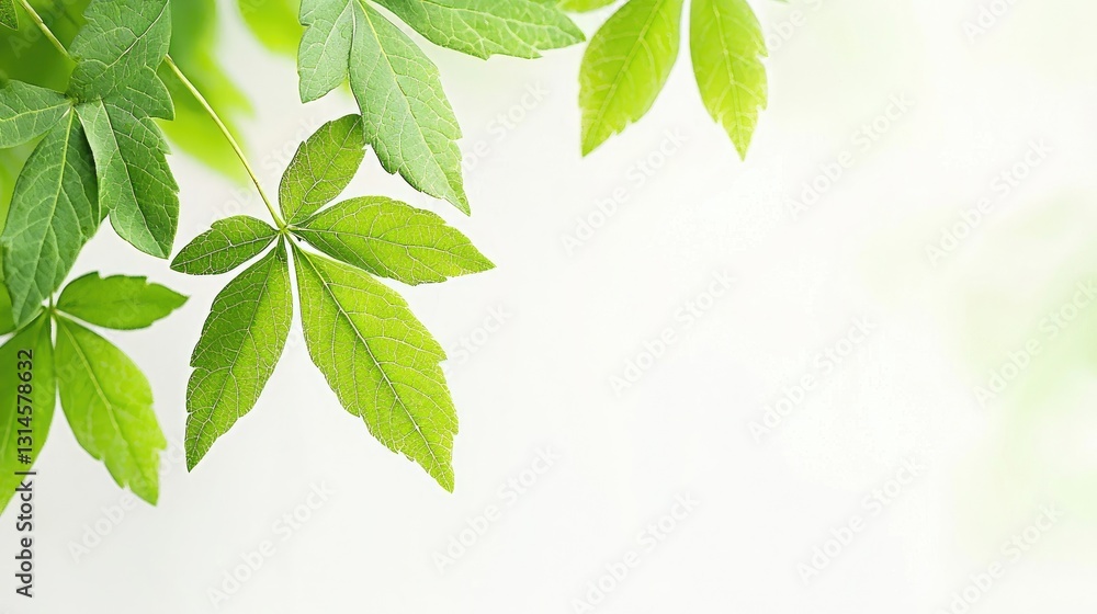 Fresh green leaves, spring background, nature, growth, website banner Fresh green leaves, spring background, nature, growth, website banner