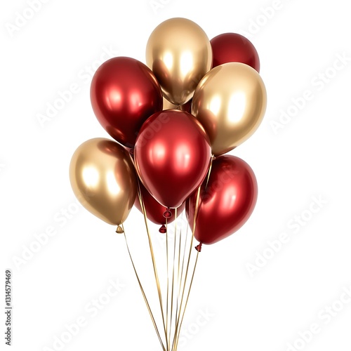 Elegant Red and Gold Metallic Balloons Bunch Party Decor Celebration
