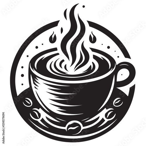 Silhouette cup of coffee icon vector illustration isolated premium design in white background 14