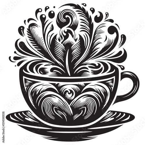 Silhouette cup of coffee icon vector illustration isolated premium design in white background 15