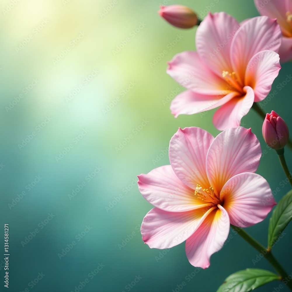 Fototapeta premium Soft and dreamy close-up of watercolor flowers hanging gracefully, dreamy, elegant, beauty