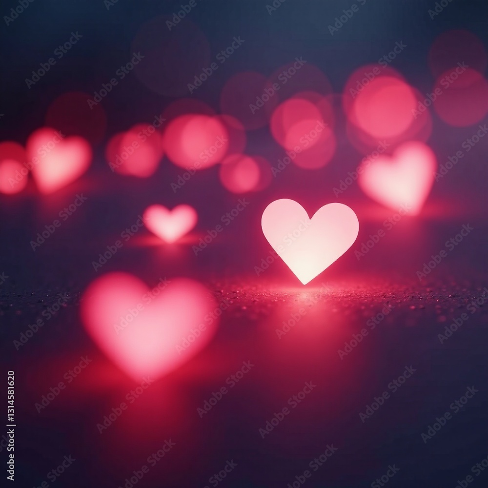 Soft focus heart shapes glowing on blurred background, Valentine's Day, backdrop, festive Soft focus heart shapes glowing on blurred background, Valentine's Day, backdrop, festive