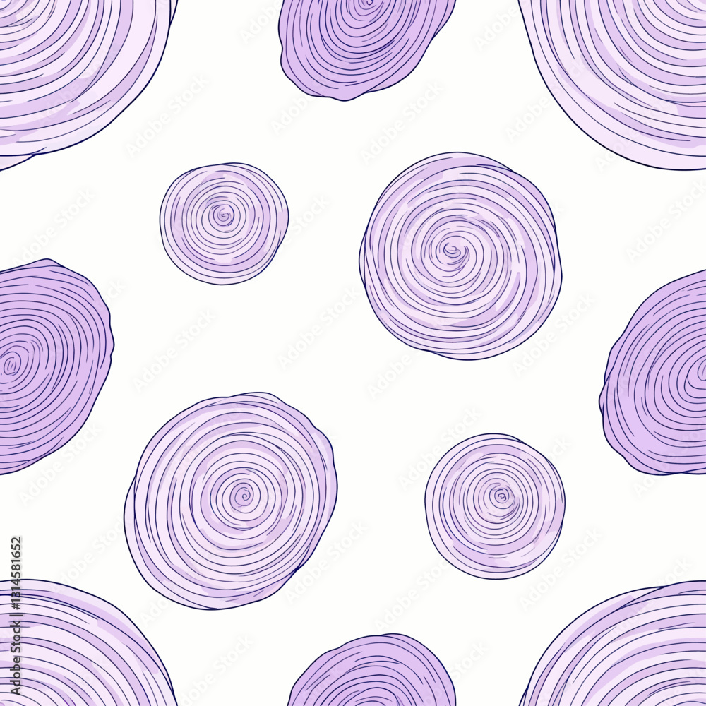 Purple tree rings on white, abstract seamless pattern Purple tree rings on white, abstract seamless pattern