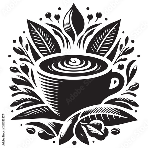 Silhouette cup of coffee icon vector illustration isolated premium design in white background 16