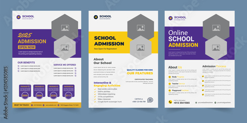 Kids back to school education admission flyer poster template bundle, Kids Childrens back to school education admission flyer poster layout, book cover, leaflet, poster, brochure, template