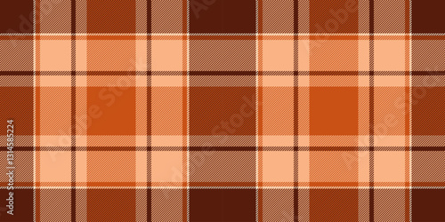 Linear check background textile, rough plaid tartan vector. Nostalgia seamless fabric pattern texture in orange and red colors.