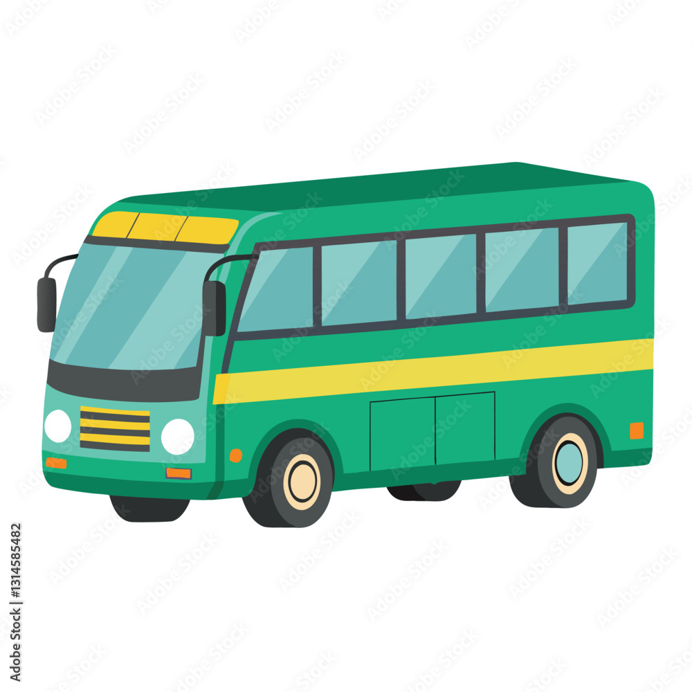 Green Small Passenger Bus Transportation Vehicle Illustration Green Small Passenger Bus Transportation Vehicle Illustration