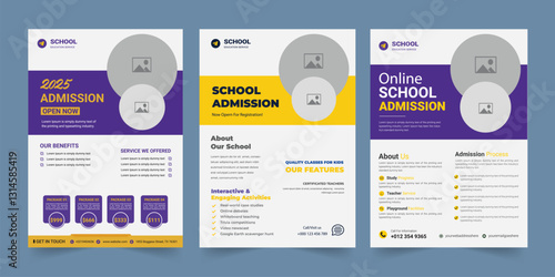 School admission education flyer bundle, Higher education social media post set web banner template, Higher education flyer, Study abroad flyer, Admission flyer template