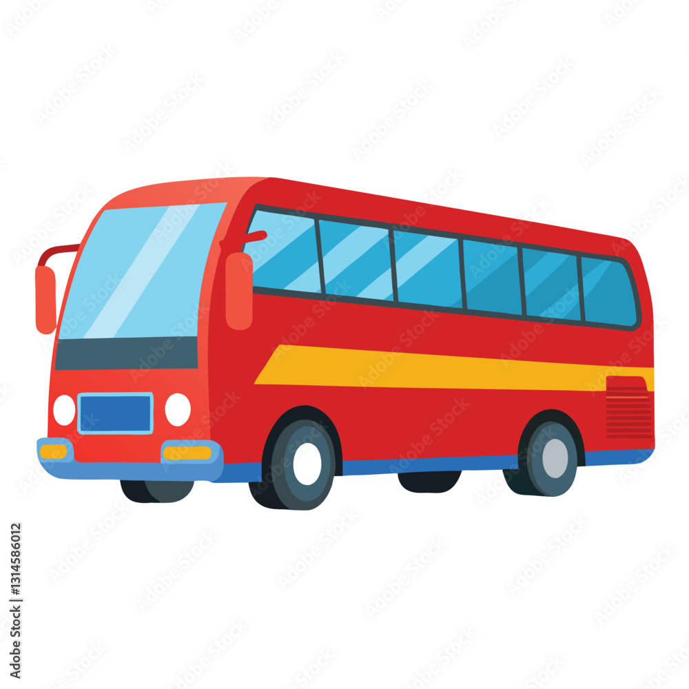 A Red and Yellow Tourist Bus Cartoon Illustration for Travel and Transportation A Red and Yellow Tourist Bus Cartoon Illustration for Travel and Transportation