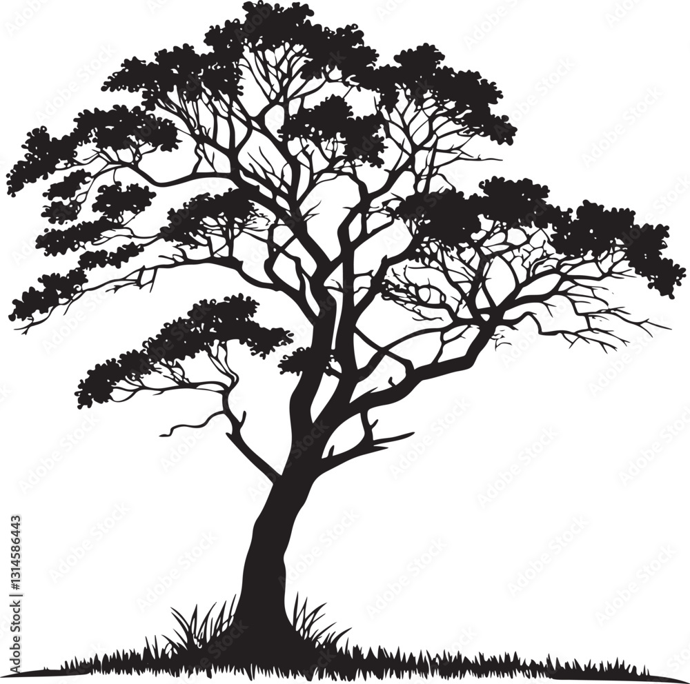 Brazilwood tree silhouette vector illustration Brazilwood tree silhouette vector illustration