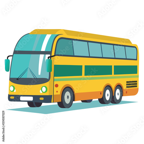 A vibrant yellow double decker bus illustration perfect for travel brochures websites and children's books