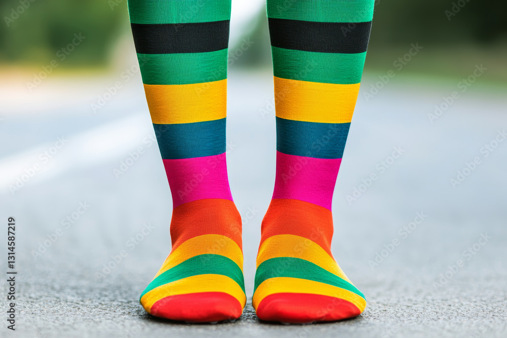 custom made wallpaper toronto digitalColorful striped socks stand playfully on asphalt road